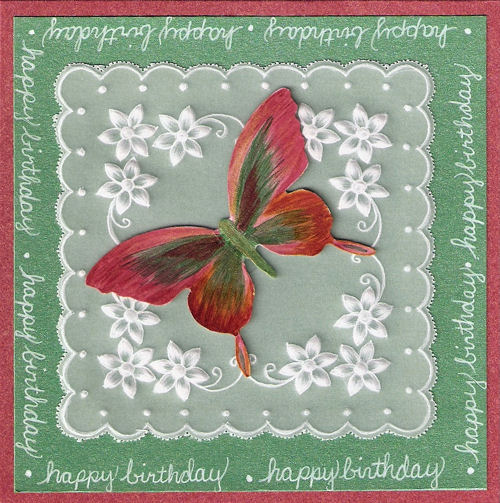 Butterfly and Parchment Birthday Card