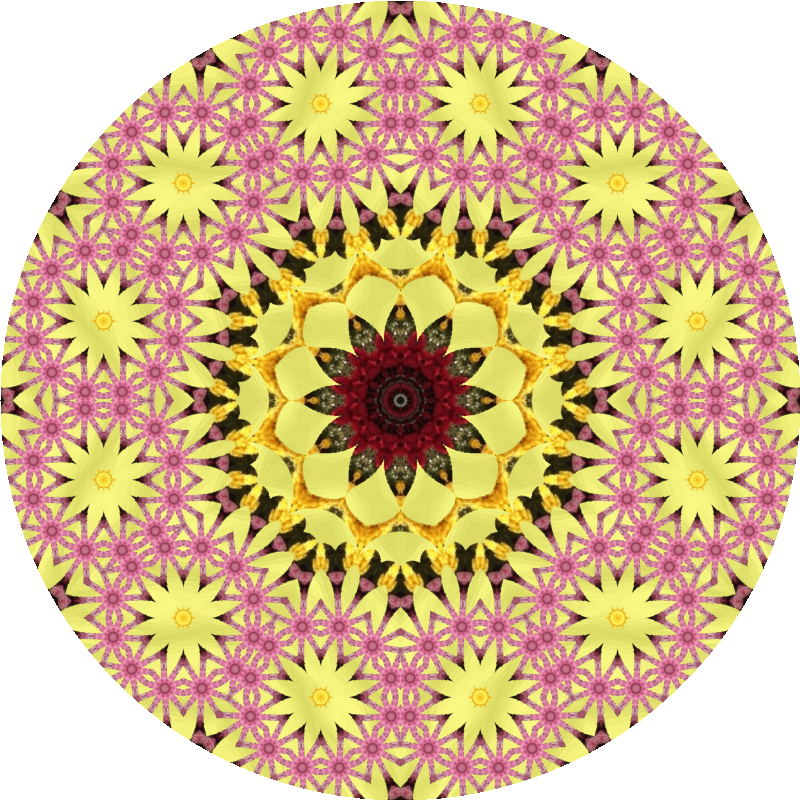yellow and pink round tile